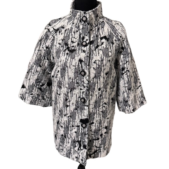 Peck & Peck Jackets & Blazers - Peck & Peck Jacket Womens Small 3/4 Sleeve White‎ & Black Pocket Sequins New